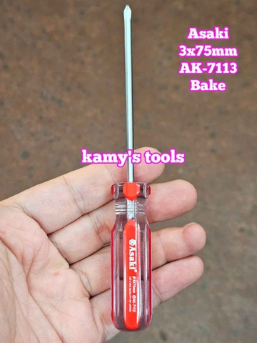 Tua vít 3x75mm Asaki 3mm dài 75mm bake AK-7112 và dẹp AK-7113