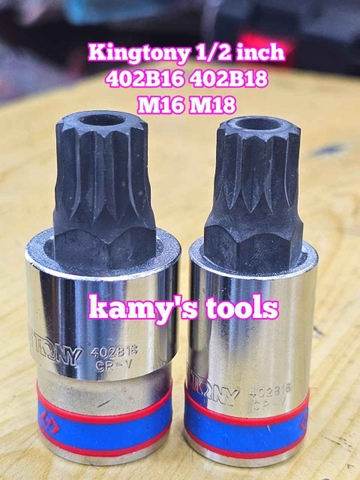 Đầu tuýp lú đầu sao 12 cạnh 1/2 inch Kingtony dài 66mm M16 M18 model 402B16 402B18