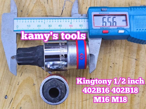 Đầu tuýp lú đầu sao 12 cạnh 1/2 inch Kingtony dài 66mm M16 M18 model 402B16 402B18