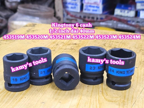 Đầu tuýp đen 1/2 inch Kingtony 6 cạnh 19mm 20mm 21mm 22mm 23mm 24mm 453519M 453520M 453521M 453522M 453523M 453524M