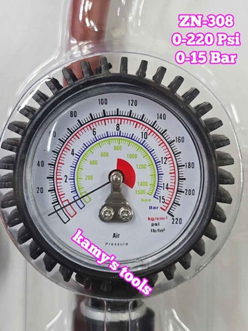 Đồng hồ bơm lốp xe ô tô đài loan cao cấp Mahco dạng thẳng model ZN-308 ZN308