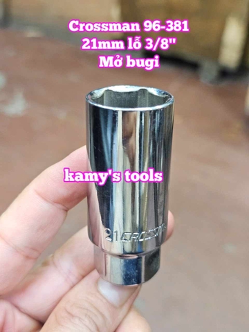 Tuýp mở bugi có ron cao su 3/8 inch 21mm Crossman 96-381 dài 65mm 6 cạnh