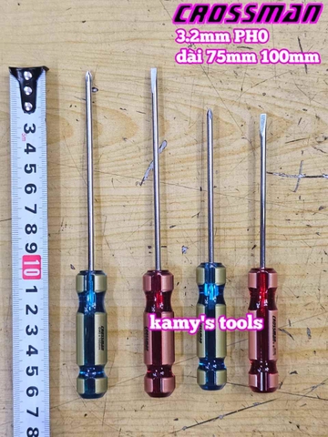 Tua vít bake dẹp 3.2mm PH0 Crossman dài 75mm 100mm 45-327 45-307 45-330 45-310