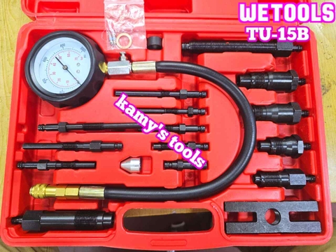 Thiết bị đồng hồ đo kiểm tra áp suất nén xilanh động cơ dầu diesel xe tải TU-15B Wetools 16 chi tiết WT-33515B