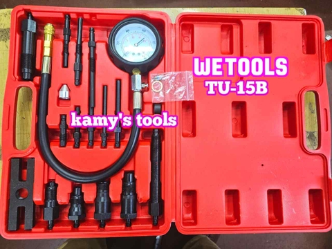 Thiết bị đồng hồ đo kiểm tra áp suất nén xilanh động cơ dầu diesel xe tải TU-15B Wetools 16 chi tiết WT-33515B