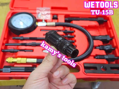 Thiết bị đồng hồ đo kiểm tra áp suất nén xilanh động cơ dầu diesel xe tải TU-15B Wetools 16 chi tiết WT-33515B
