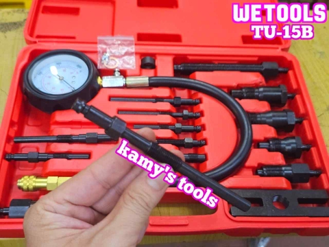 Thiết bị đồng hồ đo kiểm tra áp suất nén xilanh động cơ dầu diesel xe tải TU-15B Wetools 16 chi tiết WT-33515B