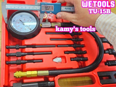 Thiết bị đồng hồ đo kiểm tra áp suất nén xilanh động cơ dầu diesel xe tải TU-15B Wetools 16 chi tiết WT-33515B
