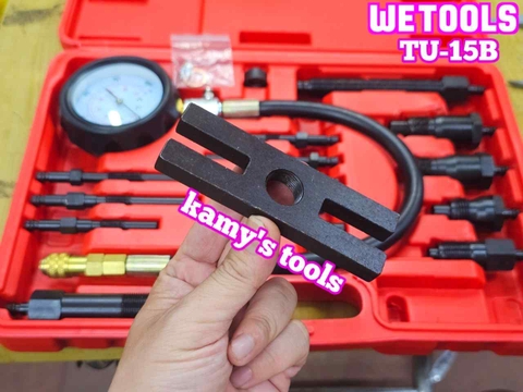 Thiết bị đồng hồ đo kiểm tra áp suất nén xilanh động cơ dầu diesel xe tải TU-15B Wetools 16 chi tiết WT-33515B