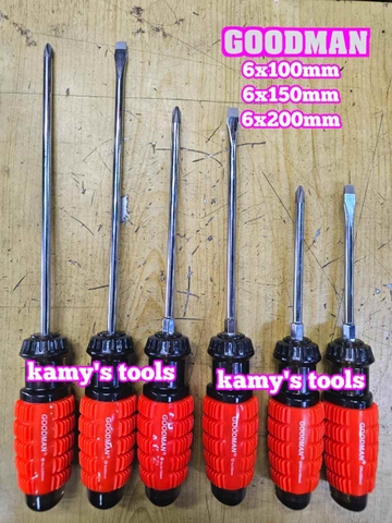 Tua vít cán gai Goodman 6mm dài 100mm 150mm 200mm bake dẹp 6x100mm 6x150mm 6x200mm 91604STM 91606STM 91608STM 91604PH 91606PH 91608PH