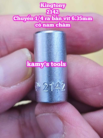 Đầu chuyển 1/4 inch sang bắn vít 6.35mm Kingtony model 2142 có nam châm
