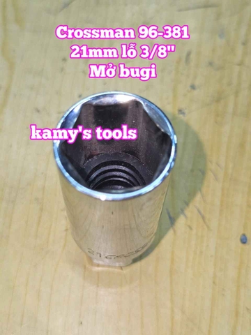 Tuýp mở bugi có ron cao su 3/8 inch 21mm Crossman 96-381 dài 65mm 6 cạnh