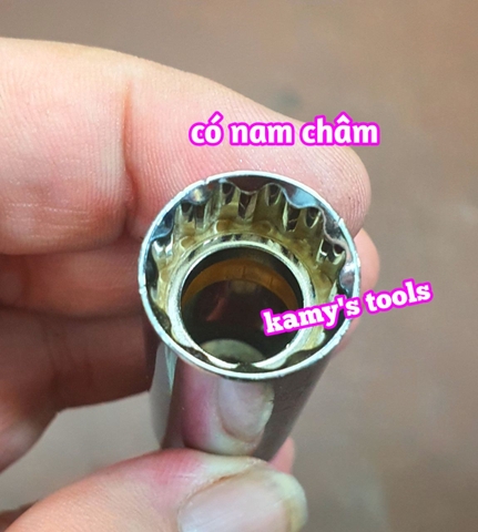 Đầu tuýp tháo mở Bugi có nam châm 12 cạnh 3/8 inch cao cấp 14mm 16mm cao cấp, tuýp mở bugi có từ tính
