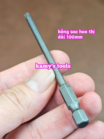 Mũi vít bông sao hoa thị đuôi lục giác 1/4 inch dài 100mm thép S2 T10 T15 T20 T25 T27 T30 T40