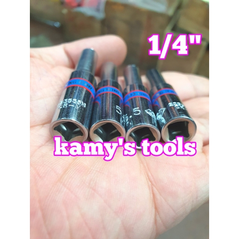 Đầu tuýp đầu khẩu dài 1/4 inch Kingtony 4mm 4.5mm 5mm 5.5mm 6mm 7mm 8mm 9mm 10mm 11mm 12mm 13mm 14mm model 2235