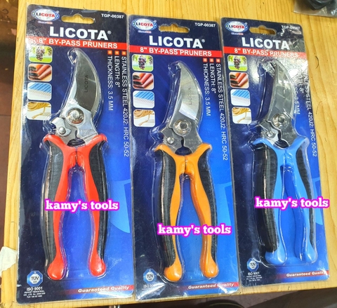 Kéo cắt cành cây Licota mỏ cong 8 inch TGP-00387 ,  mỏ thẳng 8 inch TGP-00248 hoặc 6 inch TGP-00248-6 ( kéo tỉa cành)