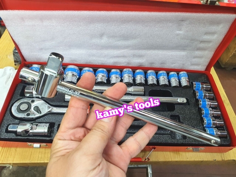 Bộ tuýp đầu khẩu 24 chi tiết 1/2 inch lục giác 8-32mm tặng kèm đôi bao tay