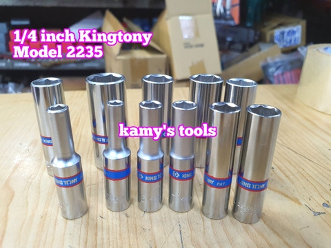 Đầu tuýp đầu khẩu dài 1/4 inch Kingtony 4mm 4.5mm 5mm 5.5mm 6mm 7mm 8mm 9mm 10mm 11mm 12mm 13mm 14mm model 2235