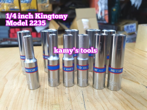 Đầu tuýp đầu khẩu dài 1/4 inch Kingtony 4mm 4.5mm 5mm 5.5mm 6mm 7mm 8mm 9mm 10mm 11mm 12mm 13mm 14mm model 2235