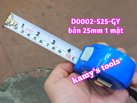 Thước cuộn 5m bản 25mm 1 mặt C-Mart model D0002-525-GY, thước kéo 5m mét, thước rút 5 mét