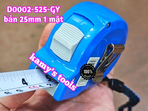 Thước cuộn 5m bản 25mm 1 mặt C-Mart model D0002-525-GY, thước kéo 5m mét, thước rút 5 mét