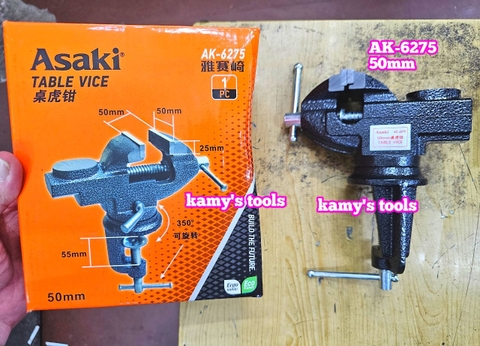 Ê tô kẹp bàn mâm xoay 360 độ hàm rộng 50mm 60mm Asaki Ak-6276 và Ak-6275