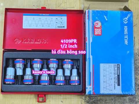 Bộ đầu tuýp lục giác bông sao Kingtony 9 chi tiết 4109PR (Bộ Khẩu Lú Đầu Lục Giác Bông Sao)