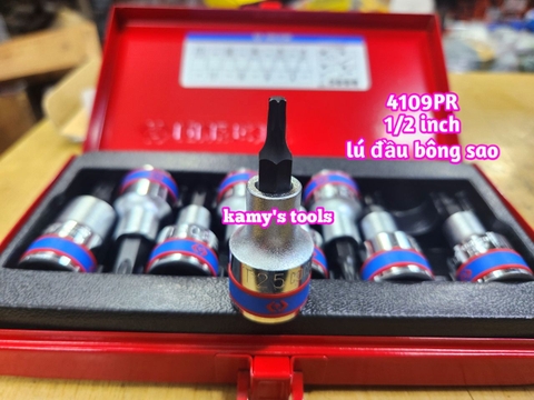 Bộ đầu tuýp lục giác bông sao Kingtony 9 chi tiết 4109PR (Bộ Khẩu Lú Đầu Lục Giác Bông Sao)