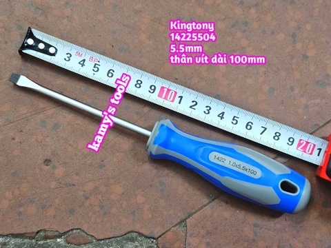 Tua vít dẹp cán cao su 5.5mm dài 100mm Kingtony model 14225504