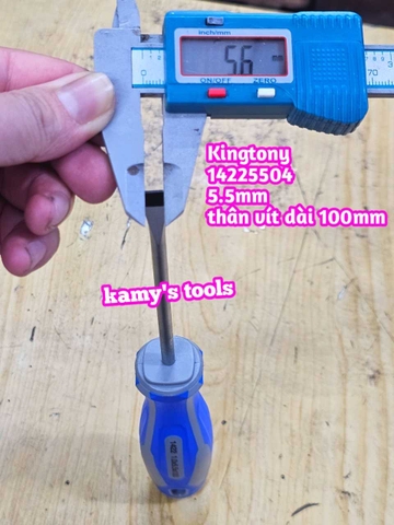 Tua vít dẹp cán cao su 5.5mm dài 100mm Kingtony model 14225504