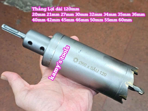 Mũi khoan rút lõi xuyên tường dài 120mm Thắng Lợi 20mm 21mm 27mm 30mm 32mm 34mm 35mm 36mm 40mm 42mm 45mm 46mm 50mm 55mm 60mm