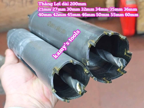 Mũi khoan rút lõi xuyên tường dài 200mm Thắng Lợi 21mm 27mm 30mm 32mm 34mm 35mm 36mm 40mm 42mm 45mm 46mm 50mm 55mm 60mm