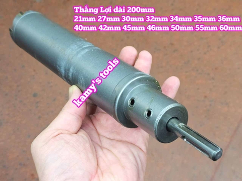 Mũi khoan rút lõi xuyên tường dài 200mm Thắng Lợi 21mm 27mm 30mm 32mm 34mm 35mm 36mm 40mm 42mm 45mm 46mm 50mm 55mm 60mm