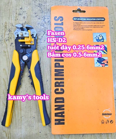 Kìm tuốt dây điện tự động bấm cos cắt đa năng Fasen HS-D2 0.25-6mm2
