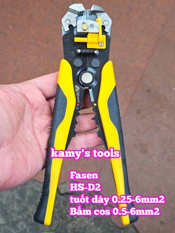 Kìm tuốt dây điện tự động bấm cos cắt đa năng Fasen HS-D2 0.25-6mm2