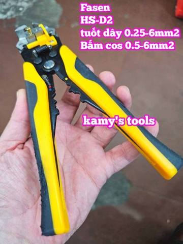 Kìm tuốt dây điện tự động bấm cos cắt đa năng Fasen HS-D2 0.25-6mm2