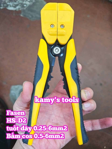 Kìm tuốt dây điện tự động bấm cos cắt đa năng Fasen HS-D2 0.25-6mm2