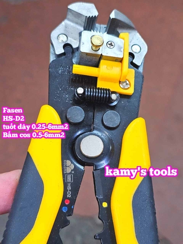 Kìm tuốt dây điện tự động bấm cos cắt đa năng Fasen HS-D2 0.25-6mm2