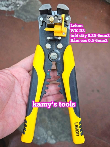 Kìm tuốt dây điện tự động bấm cos cắt đa năng Lekon WX-D2 0.25-6mm2