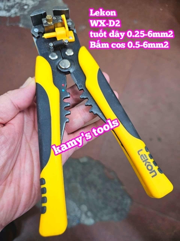 Kìm tuốt dây điện tự động bấm cos cắt đa năng Lekon WX-D2 0.25-6mm2