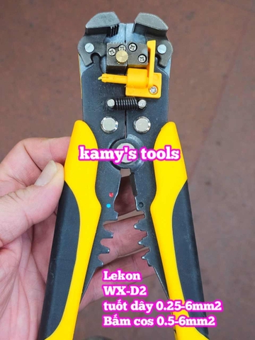 Kìm tuốt dây điện tự động bấm cos cắt đa năng Lekon WX-D2 0.25-6mm2