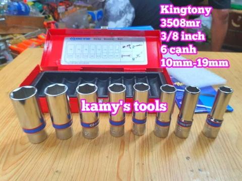 Bộ tuýp 3/8 inch dài 8 chi tiết 6 cạnh Kingtony 3508MR 10mm-19mm