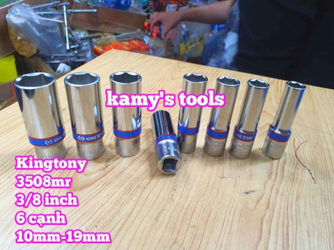 Bộ tuýp 3/8 inch dài 8 chi tiết 6 cạnh Kingtony 3508MR 10mm-19mm