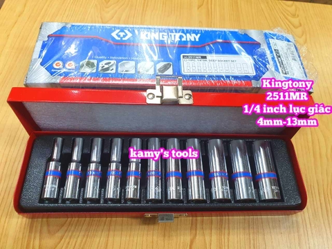 Bộ tuýp dài 1/4 inch Kingtony 11 chi tiết model 2511MR 4mm-13mm