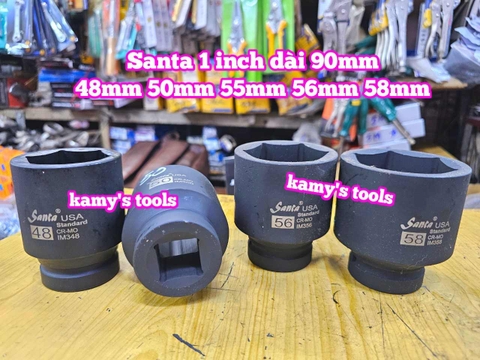 Đầu tuýp khẩu 1 inch Santa thép Cr-mo 46mm 48mm 50mm 55mm 56mm 58mm IM346 IM348 IM350 IM355 IM356 IM358