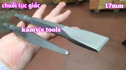 Mũi đục bê tông nhọn dẹp đuôi lục giác 17mm dài 275mm 262mm