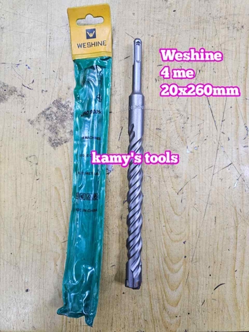 Mũi khoan bê tông chuôi gài SDS-PLUS 4 me Weshine 20mm 20x260mm WS-342026
