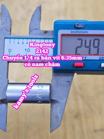 Đầu chuyển 1/4 inch sang bắn vít 6.35mm Kingtony model 2142 có nam châm