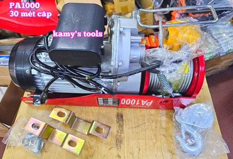 PA1000 Máy tời cáp điện loại treo mini Kawasaki 1000kg cáp đôi dài 15 mét 500kg cáp đơn dài 30 mét