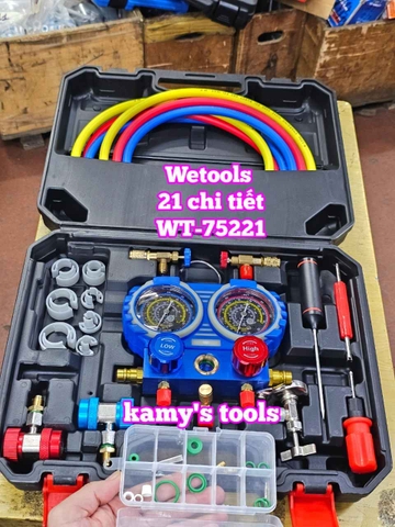 Bộ đồng hồ nạp ga lạnh điều hòa ô tô R134A R410A R22 R404A Wetools 21 chi tiết WT-75221